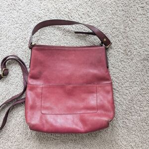 Fossil dark Pink Leather Shoulder Bag